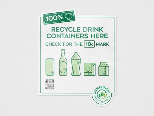 Bin Sticker, Recycle Drink Containers Here