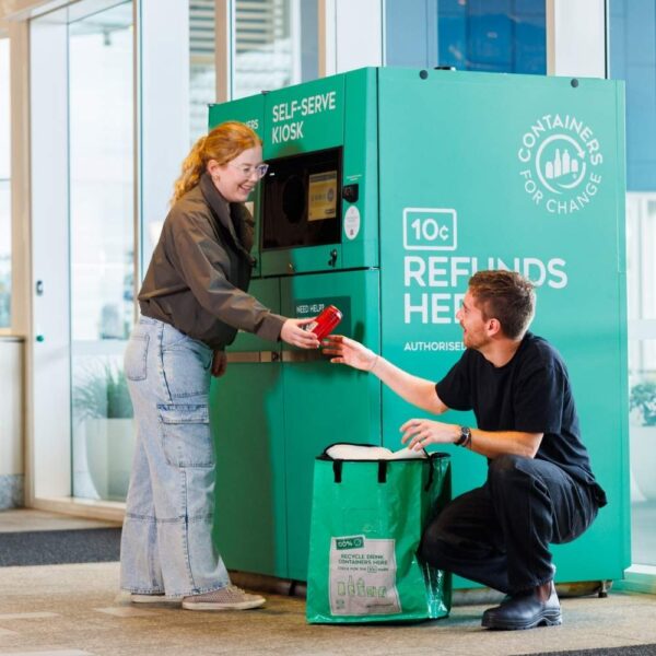 Containers for Change small pop-up bins in use